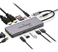 Hub USB Type-C 13-en-1, HDMI 4K Ultra HD, Ethernet RJ45, USB 3.0 et 2.0, SDXC Micro SD, Jack Audio 3.5 mm