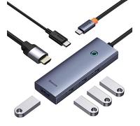 Adaptateur Type-C vers HDMI4K@60Hz*1+USB 3.0*4+PD*1 Gris