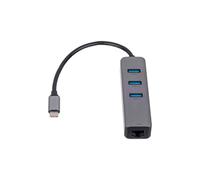Hub USB Type C jusqu'à 3x USB 3.0 avec carte réseau AK-AD-66