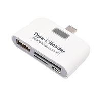 Hub USB Type-c T-639 Blanc en Plastique, Lecteur de Carte Compact