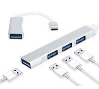 Hub USB Type-C Universel, répartiteur 4 Ports USB3.0 Type-C, Adaptateur de hub Multifonction en Alliage d'aluminium, Adaptateur de Base OTG pour séparateur Haute Vitesse(Argent)