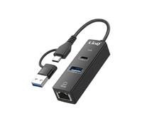 Hub USB USB-C 3-en-1 avec USB 2.0 / USB-C Power Delivery / Ethernet RJ45 LinQ Noir