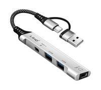Hub USB USB-C 4-en-1 avec 2x USB 2.0 et 2x USB-C Audio et Synchronisation LinQ Gris