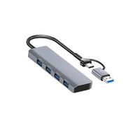 Hub USB USB-C 4-en-1 Avec 4 Ports USB 3.0 Transfert de Données Rapide Gris
