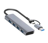 Hub USB USB?C 4?en?1 Avec 4 Ports USB 3.0 Transfert de Données Rapide Gris