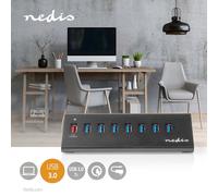 Hub USB | USB Micro-B femelle | USB-A femelle | 8-Port(s) | QC3.0 / USB 3.2 Gen 1 | Adaptateur d'alimentation / USB Power | 5 Gbps | 8x USB