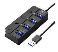 Hub USB vers USB 3.0 et 3x USB 2.0 Transfert de données 5Gb/s LinQ Noir