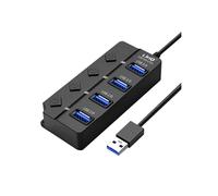 Hub USB vers USB 3.0 et 3x USB 2.0 Transfert de données 5Gb/s LinQ Noir