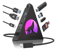 Hub vertical multi-ports USB C, hub HDMI 8 en 1 USB C avec charge de puissance 4K, charge de 100 W, 5 Gbit/s 3 USB-A, USB-C 3.0, lecteur de carte SD/TF, adaptateur multi-ports RGB Wolf pour MacBook