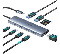Hub vidéo USB C polyvalent 3 moniteurs avec DP Alt Dual 4K @ 30 Hz, HDMI, 100 W PD, 10 Gbit/s x 6 ports, SD 4.0, répartiteur USB C pour MacBook, Dell, HP, ASUS, iMac, iPad Pro, Steam Deck, Rog Ally