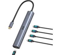 Hub Vidéo Usb C Type C 10 Gbps 5 En 1 Adaptateur Usb C Avec Écran Vidéo 4K @ 60 Hz Et Données 10 Gbps, 3 Ports De Données Type C 3.1 Gen2, 100 W Pd Pour Macbook Pro/Air M2 M1, Dell, Hp