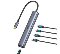 Hub vidéo USB C Type C 10 Gbps 5 en 1 Adaptateur USB C avec écran Vidéo 4K @ 60 Hz et Données 10 Gbps, 3 Ports de Données Type C 3.1 Gen2, 100 W PD pour MacBook Pro/Air M2 M1, Dell, HP
