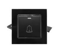 Huba Interrupteur mural pour sonnette de porte - En verre trempé - Noir - 86 x 86 mm - Résistant aux intempéries - Bouton poussoir étanche - Pour la maison et l'hôtel