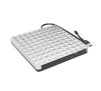Huba Lecteur CD DVD externe, graveur portable CD DVD +/-Rw lecteur pour ordinateur portable, ordinateur de bureau, Windows 11/10/8/7 (gris argenté)