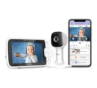 Hubble Connected Nursery Pal Cloud Babyphone caméra connecté avec écran 5 pouces, veilleuse 7 couleurs, vision nocturne infrarouge, capteur de température ambiante et application mobile