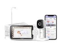 Hubble Connected Nursery Pal SkyView Babyphone caméra connecté avec écran de 5 pouces, support pour lit de bébé, veilleuse, vision nocturne, capteur de température ambiante et application mobile