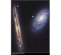 Hubble Space Telescope Poster Spirale Galaxy Pair NGC 4302 et NGC 4298, A1 Size - 59.4 x 84.1 cm