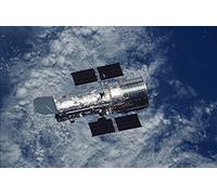 Hubble Telescope - Space Telescope Over Earth - Small - Semi Gloss Print