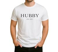 Hubby EST. Année - Personnalisé Nom de Mari Established Design T-shirt Homme, Blanc., S