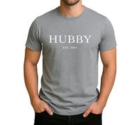 Hubby EST. Année - Personnalisé Nom de Mari Established Design T-shirt Homme, gris, M