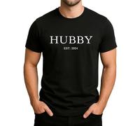 Hubby EST. Année - Personnalisé Nom de Mari Established Design T-shirt Homme, Noir , M