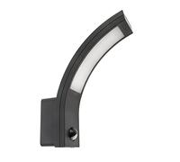 HUBER Applique murale LED avec détecteur de mouvement 140° 10 W, 1600 lm - Lampe d'extérieur LED protégée IP54 avec détecteur de mouvement I Applique murale intérieure en forme d'arc, anthracite