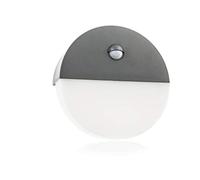 HUBER Applique murale LED avec détecteur de mouvement 140° 10 W, 600 lm I IP54 Lampe d'extérieur LED protégée avec détecteur de mouvement I Applique murale intérieure ronde Anthracite