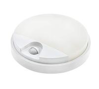 HUBER Applique murale LED avec détecteur de mouvement, 140°, 10 W, 957 lm, IP54, avec capteur de mouvement, applique murale intérieure, ronde, couleur blanche