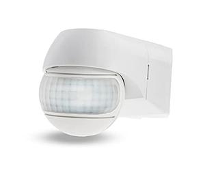 Huber Motion Détecteur de mouvement infrarouge d'angle 220° LV IP44 I 12-24 V AC/DC Contact libre potentiel Compatible LED, réglable horizontalement/verticalement Blanc
