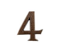 HUBER numéro de maison 4 en aluminium 10 cm I numéros de maison pour la maison et la porte - plaques de numéro de maison en cuivre antique noble design 3D, revêtement en poudre