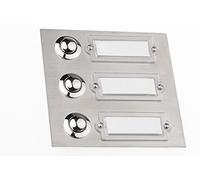 Huber Sonnette acier inoxydable 12508, triple encastrée, rectangulaire, avec étiquette