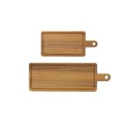 SABATIER TROMPETTE - Set 2 planches à découper rectangulaire avec poignées et rigoles - Bois d'acacia huilé - 37.5 x 17 x 1.5 cm / 39 x 28 x 3 cm - Bois