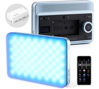HUBI-15C Lampe Vidéo Led Rvb Avec Contrôle App Panneau Lumineux De Caméra 0-360 Couleur Cri95 + 2800-6800K,26 Scènes Lumineuses Avec Batterie Np-F550 Pour Caméscope Dslr Youtube Vlog