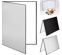 HUBI-3 En 1 Réflecteur De Lumière A3 Réflecteur De Carte Réflecteur Pliable De Table Pour Photo Produit Photographie D'Aliments 42 * 29Cm (Argent/Noir/Blanc)
