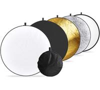 HUBI-5In1 Réflecteur Pliable Portable 30Cm Réflecteur De Lumière Rond En Or Blanc Argent Blanc Noir Et Transparent Pour Studio,Photo Diffuso