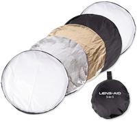 HUBI-Réflecteur Pliable 5 En 1 De 110 Cm : Réflecteur De Lumière Pliable En Argent,Or,Blanc,Noir,Diffuseur Pour Photographie En Studio Photo Et Extérieur ; Avec Sac
