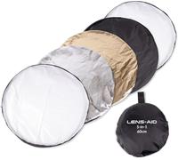 HUBI-Réflecteur Pliable 5 En 1 De 60 Cm : Réflecteur De Lumière Pliable En Argent,Or,Blanc,Noir,Diffuseur Pour Photographie En Studio Photo Et Extérieur Avec Sac