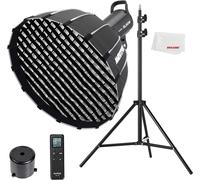 HUBI-Sl-60W Cri 95+ Led Video Light Sl60W Continuous Light With Bowens Mount With Remote Control + P60 Parabolic Round Softbox With Honeycomb Grid,Light Stand