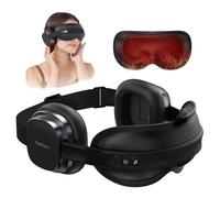 HubiCare Masque relaxant pour les yeux à annulation du bruit avec thérapie de la chaleur et musique Bluetooth, masque pour les yeux avec design oreillette pour autocus, relaxation, sommeil
