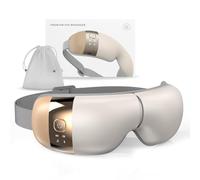 HubiCare Masseur pour les yeux avec chaleur, vibration et musique Bluetooth, soulage fatigue oculaire migraines cernes et poches, favorise la détente et le sommeil, pliable portable (Beige)