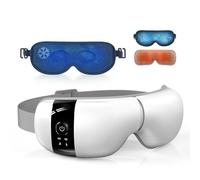 HubiCare Masseur pour les yeux avec fonctionnement silencieux, chaleur et refroidissement, double coussinets en gel pour un confort amélioré, vibration airbag et musique Bluetooth pour les yeux secs