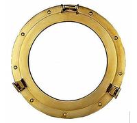 Hublot de 50,8 cm en verre et laiton - Décoration murale - Hublot rond doré