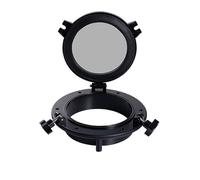 Hublot de Bateau Transparent à Ouverture Ronde, Hublot de Fenêtre de Remplacement, Vitre en Verre Trempé Encastrée pour Intérieur et Extérieur(Black,21cm/8.3in)