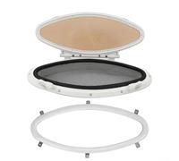 Hublot de fenêtre ovale avec ouverture vers l'intérieur - 470 x 210 mm - Cadre en ABS de qualité marine avec poignée de verrouillage et moustiquaire pour navires