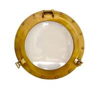 Hublot en laiton antique, fenêtre nautique ronde de 30,5 cm, hublot en verre transparent, décoration murale maritime transparente