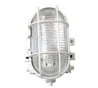 Zenitech - Hublot Ovale 60W IP44 E27 - Socle en Plastique Haute Résistance avec Grille de Protection - Éclairage Extérieur pour Jardin et Terrasse - Blanc