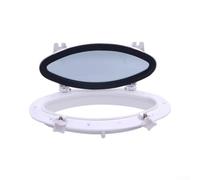 Hublot ovale de cabine 41 x 22 cm pour intérieur de bateau (blanc) | Option de finition blanche, correspond à la décoration du récipient, cadre en plastique robuste, matériel en acier inoxydable
