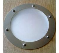 Hublot plat, diamètre 323 mm, acier inoxydable poli, verre mat, écrous à chapeau