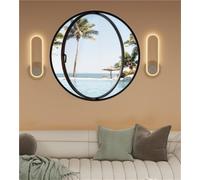 Hublot rond en alliage d'aluminium, fenêtre décorative réglable à 360° pour la maison, la salle de bain, la chambre à coucher, le salon, noir, 40 cm, décoration nautique unique