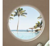 Hublot rond en aluminium - En verre trempé - Pivotant - Décoration de cuisine - Parfait pour le salon, la cuisine, le jardin - Abri de jardin - Blanc A - 60 cm